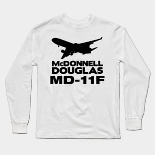 McDonnell Douglas MD-11F Silhouette Print (Black) Long Sleeve T-Shirt